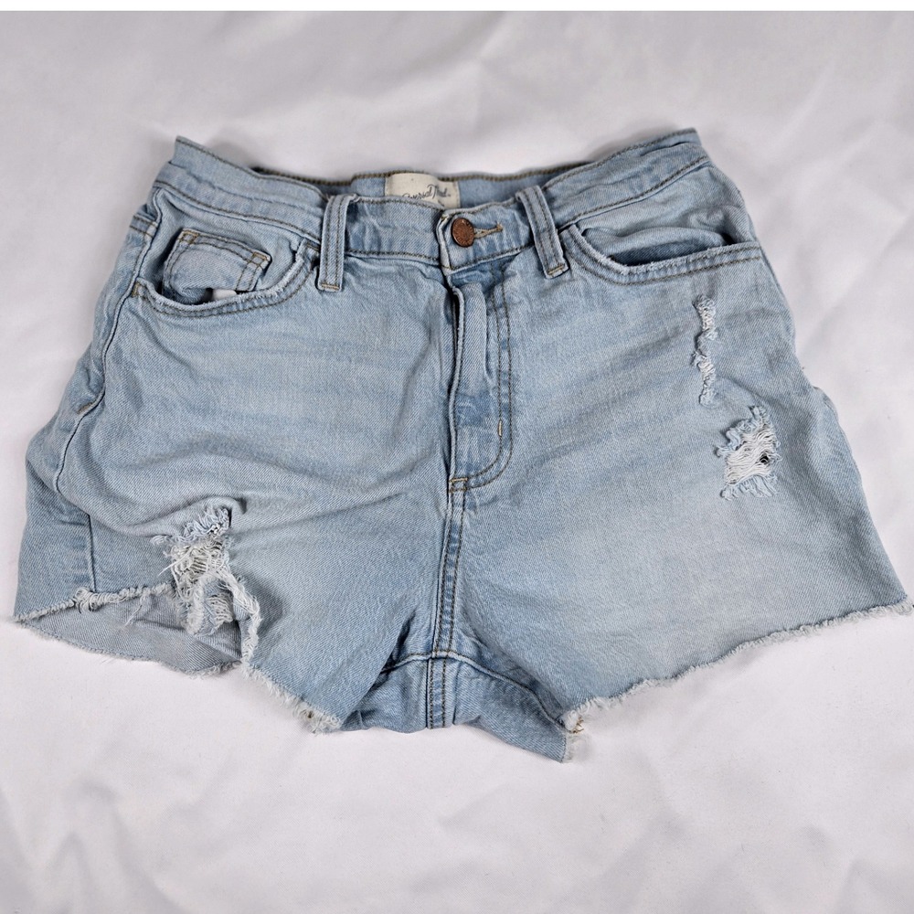 Universal Thread Highest Rise Shortie Shorts Distressed Light Wash Size 4R Y2K